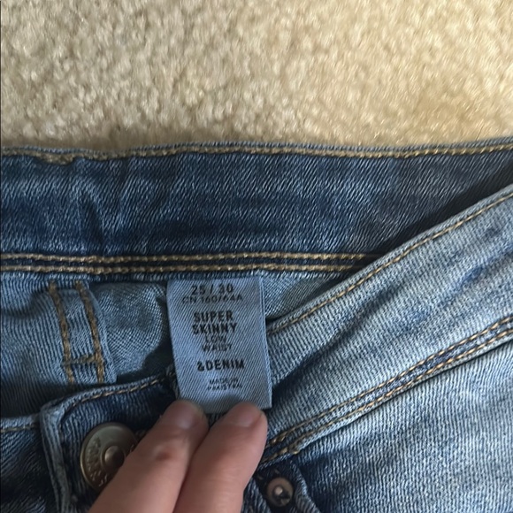 H&M Blue Skinny Jeans with Stretch and Faded Details - Picture 2 of 4